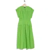Area Stars Cuff Button Front Dress In Green