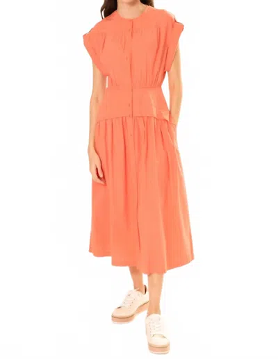Area Stars Cuff Midi Dress In Coral In Orange