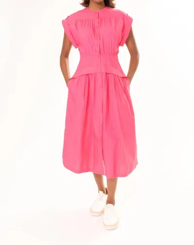 AREA STARS CUFF MIDI DRESS IN FUCHSIA