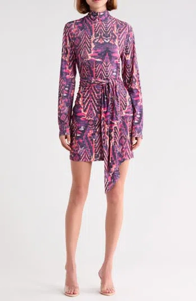 Area Stars Dara Abstract Long Sleeve Jersey Dress In Multi