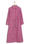 Area Stars Dela Long Sleeve Tweed Shirtdress In Pink
