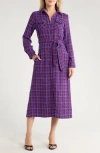 Area Stars Dela Long Sleeve Tweed Shirtdress In Purple