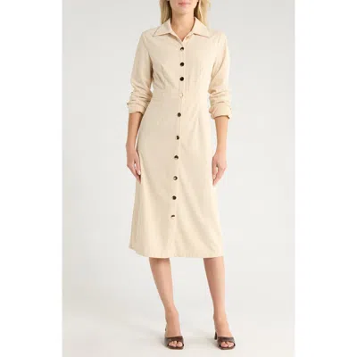 Area Stars Dion Long Sleeve Shirtdress In White