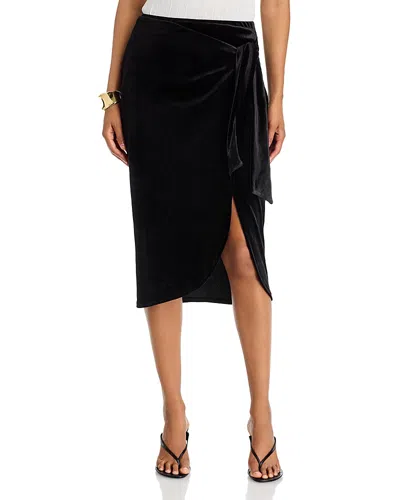 Area Stars Draped Velvet Wrap Skirt In Black
