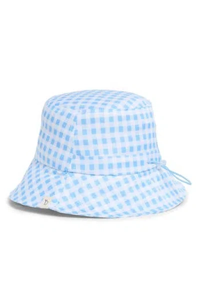 Area Stars Drawstring Gingham Bucket Hat In Blue