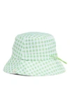 Area Stars Drawstring Gingham Bucket Hat In Green