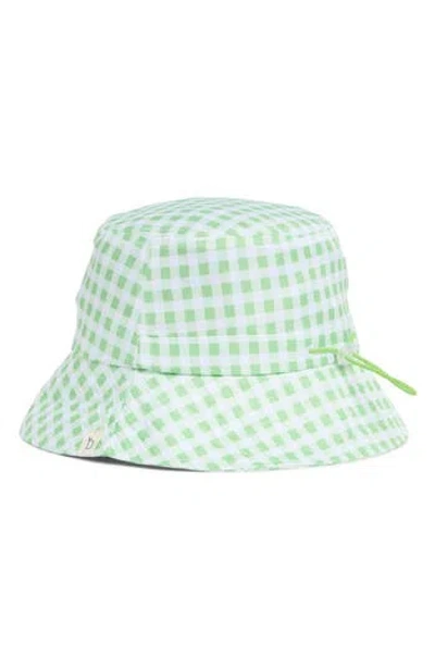 Area Stars Drawstring Gingham Bucket Hat In Green