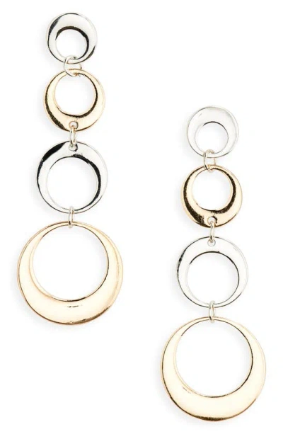 Area Stars Elyse Two Tone Disk Link Drop Earrings In Silver Gold