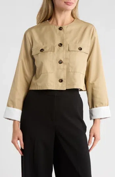 Area Stars Emi Cuffed Crop Jacket In Neutral