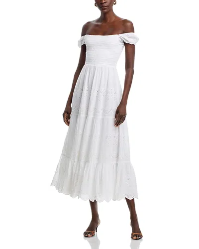 Area Stars Eyelet Off The Shoulder Midi Dress