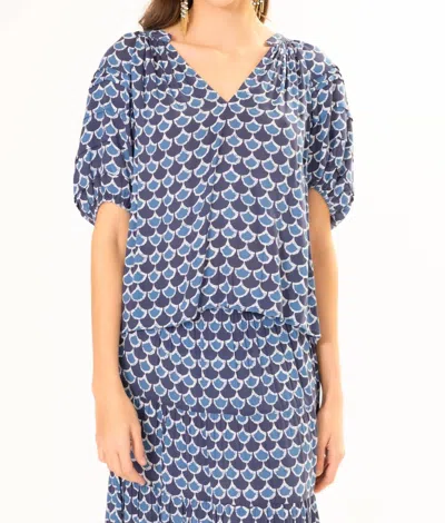 Area Stars Fan Flutter Sleeves Top In Blue