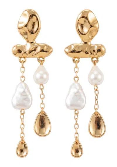 Area Stars Fariha Pearl Teardrop Earrings In Gold