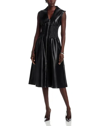 Area Stars Faux Leather Zippered Dress In Black