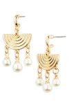 Area Stars Faux Pearl Semicircle Drop Earrings