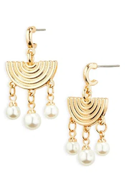 Area Stars Faux Pearl Semicircle Drop Earrings