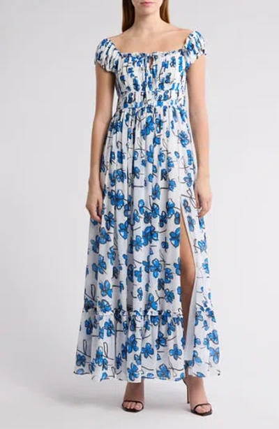 AREA STARS AREA STARS FLORAL CAP SLEEVE MAXI DRESS
