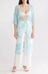 Area Stars Floral Lace Ruana In Light Blue