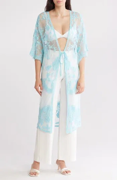 Area Stars Floral Lace Ruana In Light Blue
