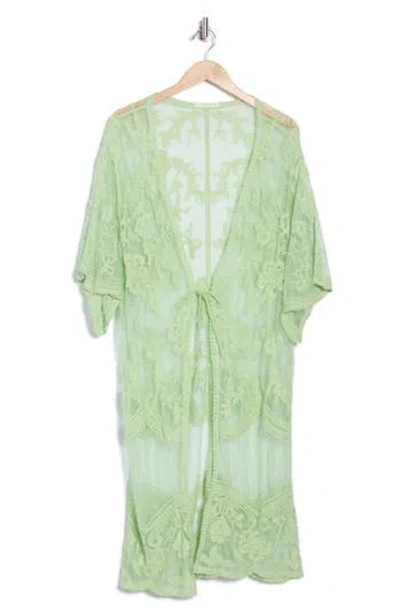 Area Stars Floral Lace Ruana In Green