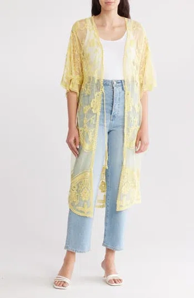 Area Stars Floral Lace Ruana In Yellow