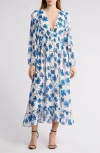 Area Stars Floral Long Sleeve Maxi Dress In Blue Floral