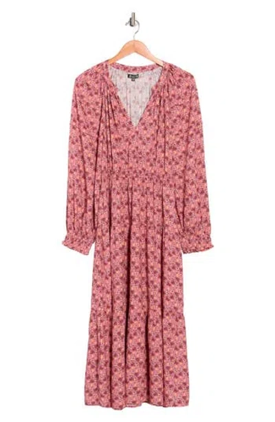 Area Stars Floral Long Sleeve Maxi Dress In Pink