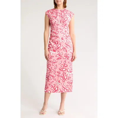 Area Stars Floral Sheath Dress In Pink Floral