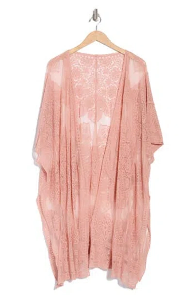 Area Stars Flower Lace Cotton Ruana In Pink