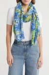 Area Stars Flower Print Scarf In Blue