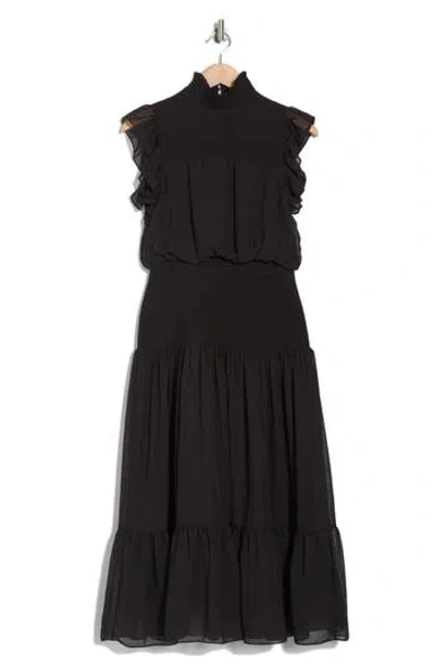 Area Stars Flutter Sleeve Smocked Drop Waist Midi Dress