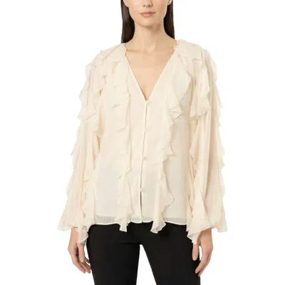 Area Stars Flyn Ruffle Blouse In Neutral