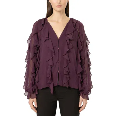 Area Stars Flyn Ruffle Blouse In Purple