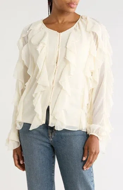 Area Stars Flyn Ruffle Button-up Shirt In Ivory