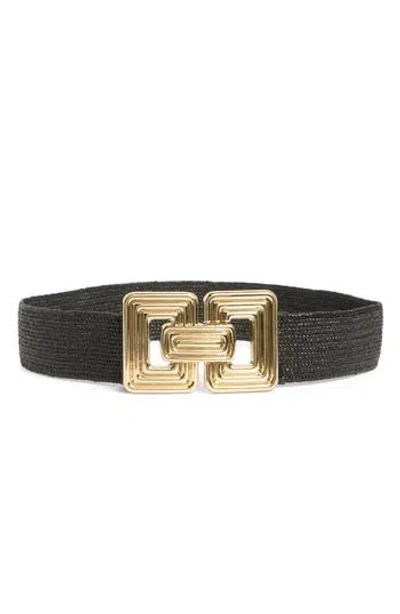 Area Stars Gia Double Buckle Stretch Woven Belt In Black