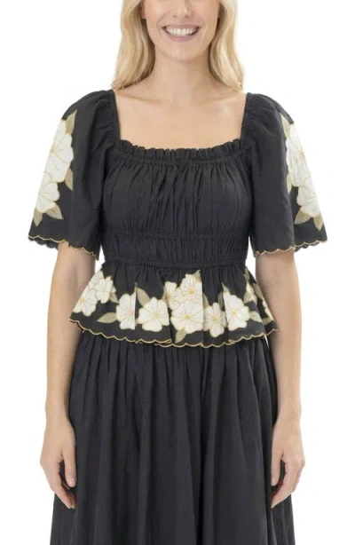 Area Stars Gia Floral Top In Black