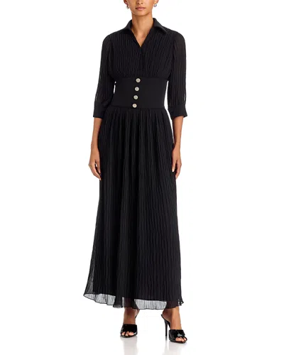 Area Stars Hazel Banded Waist Textured Maxi Dress In Black