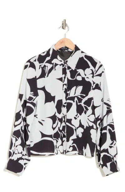Area Stars Jane Abstract Print Button-up Shirt In Black