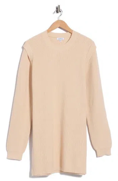 Area Stars Journee Padded Shoulder Sweater Dress In Neutral