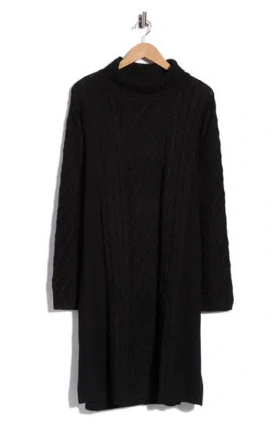 Area Stars Kendall Cable Knit Sweater Dress In Black