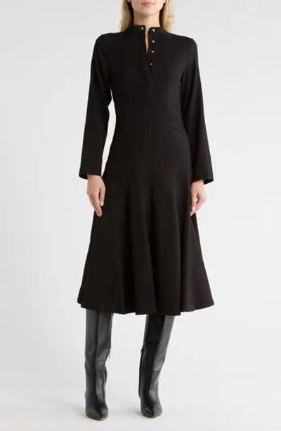 Area Stars Kiana Long Sleeve Midi Dress In Black