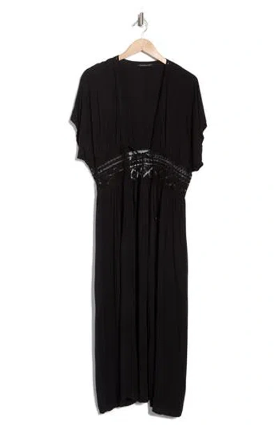 Area Stars Lace Trim Cardigan Duster In Black