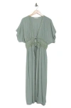 Area Stars Lace Trim Cardigan Duster In Green