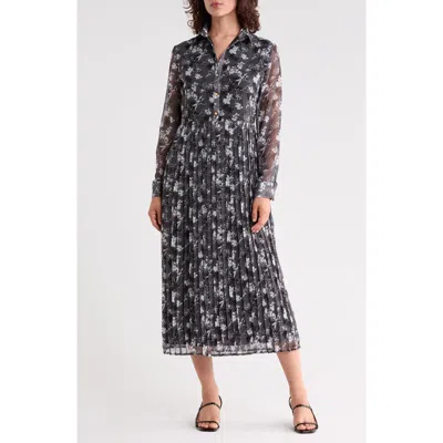 Area Stars Lavina Pleated Long Sleeve Dress In Black