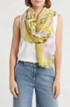 Area Stars Leaf Print Scarf In Yellow