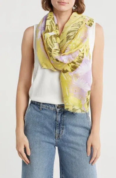 Area Stars Leaf Print Scarf In Yellow