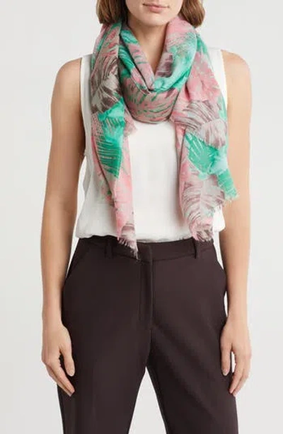 Area Stars Leaf Print Scarf In Green