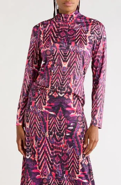 Area Stars Lee Mock Neck Jersey Top In Purple