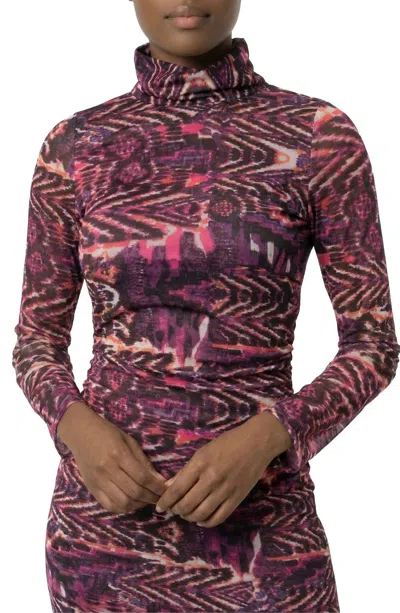 Area Stars Lee Mock Neck Jersey Top In Abstract Print In Multi