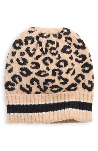 Area Stars Leopard Knit Beanie In Brown