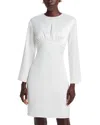 Area Stars Empire Waist Long Sleeve Satin Dress In White